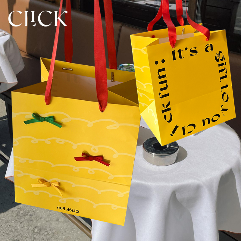 click原创设计蝴蝶结礼品礼物袋子大号纸袋购物袋包装高档 超结实