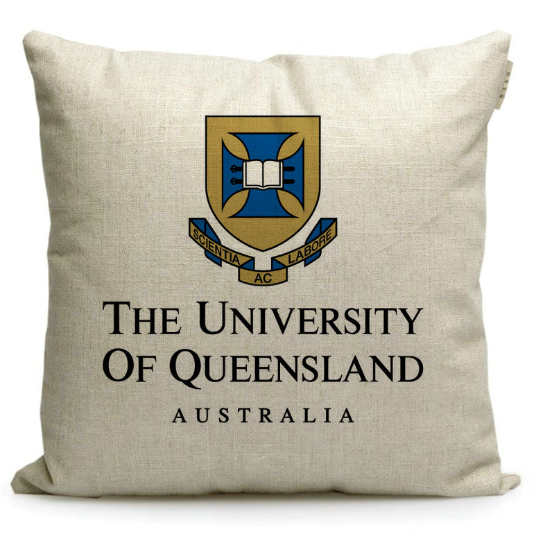 澳大利亚名校周边 澳洲昆士兰大学纪念品留学礼品印校徽靠垫抱枕