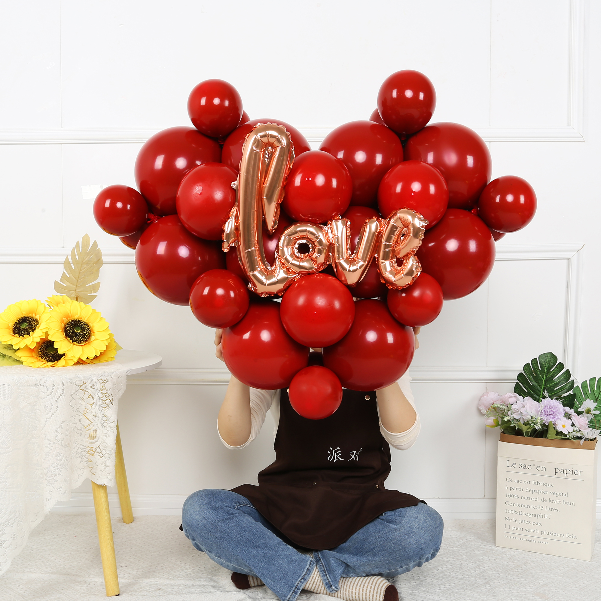 网红爱心心形气球造型装饰珠宝店商场店铺门口活动摆件场景布置品