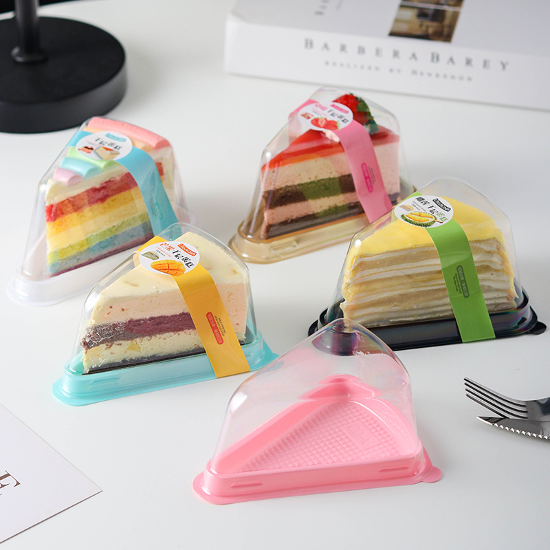 6寸8寸三角形千层蛋糕盒慕斯彩虹切块盒子分装打包盒一次性包装盒