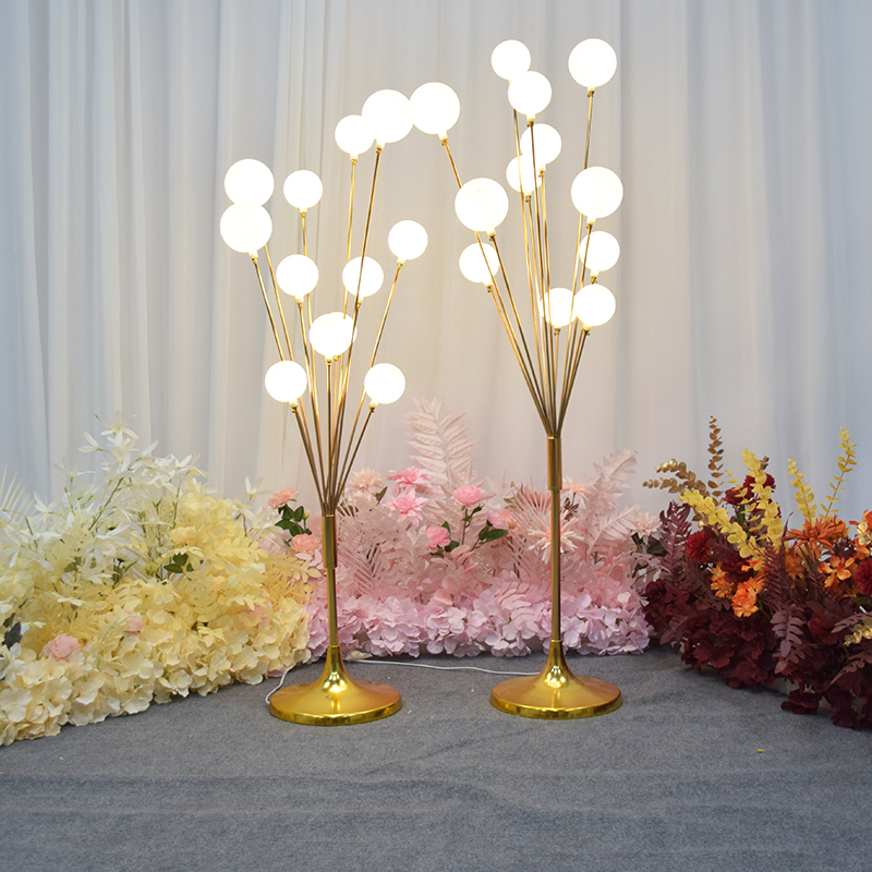 婚庆婚礼中式道具铁艺幸福苹果树路引灯发光摆件装饰舞台布置金色
