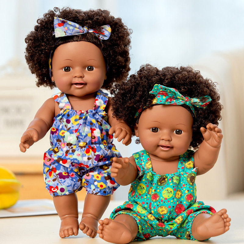 仿真娃娃玩具婴儿男女孩小公主全软硅胶宝宝布黑人皮肤洋娃娃礼物