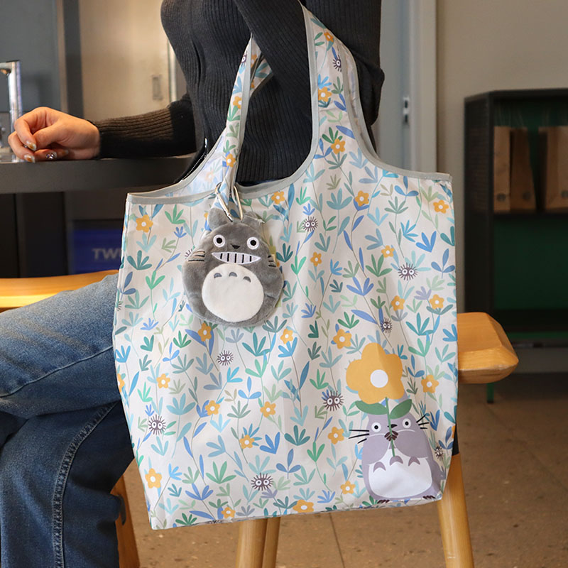 日单出口外贸猫猫玩偶公仔挂件折叠收纳单肩包大容量购物袋环保袋