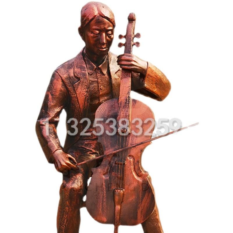 定制纯铜人物雕塑大型户外景观小品弹钢琴拉大提琴小提琴音乐家