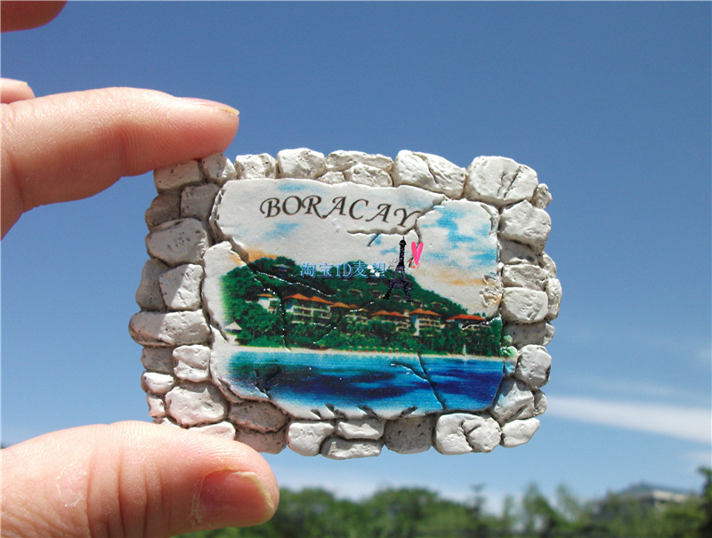 菲律宾当地冰箱贴  长滩岛 BORACAY 城墙上雕刻的美景 6件包邮