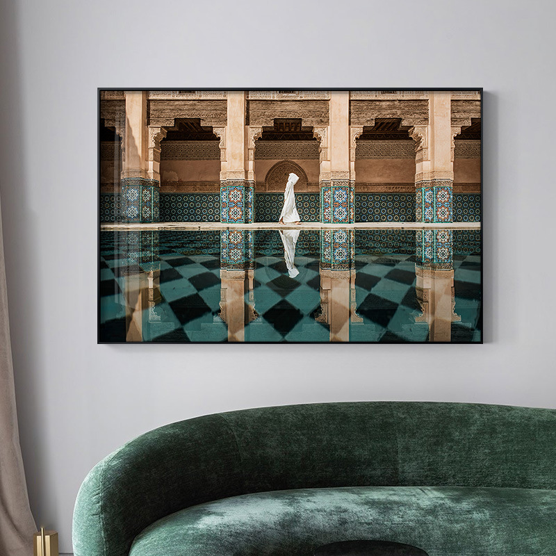 美式摩洛哥建筑摄影装饰画卧室床头画客厅沙发背景墙挂画复古