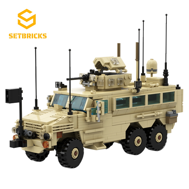 SETbricks军事装甲防地雷反伏袭击武器车小颗粒拼装积木益智玩具