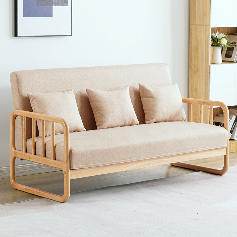 阳台日式实木沙发小户型现代简约单人双人三人原木风小沙发