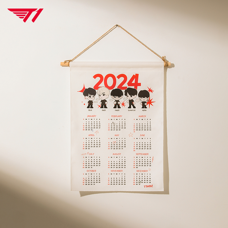 【2024新】T1战队新年布挂历日历创意挂墙卡通人物队员同款周边