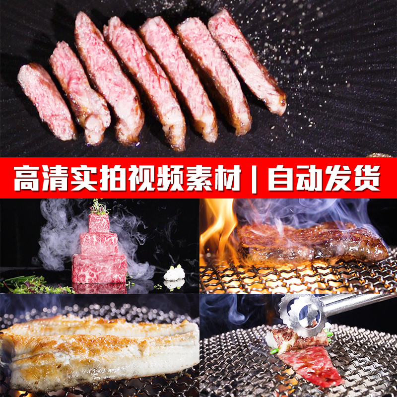 炭火烤肉韩国烤肉烧烤牛肉鳗鱼烹饪餐饮美食实拍PR剪辑短视频素材
