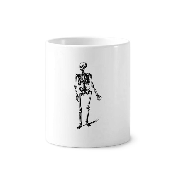 走路人体骨骼素描陶瓷刷牙杯子笔筒白色马克杯礼物