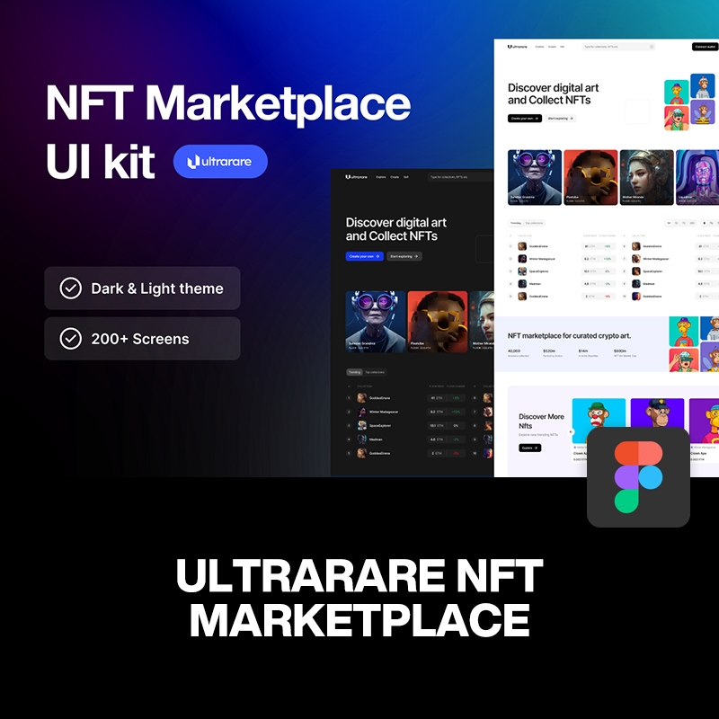 NFT市场平台web网站登录页金融货币交易ui界面设计figma套件模板