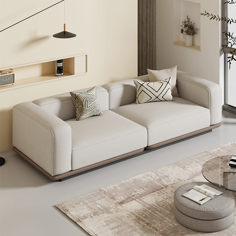奶油风布艺沙发简约现代小户型客厅米洛提地平线设计师棉麻沙发