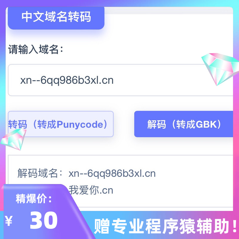 中文域名转码（转成Punycode）解码（转成GBK）一站式服务 稳定