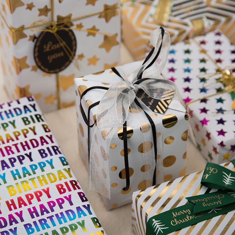 圣诞节高档商务包装纸珠光纸 生日节日礼品礼盒包装彩纸一张价