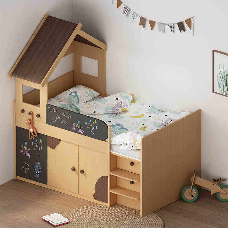 安兰图北欧小户型多功能组合床儿童半高床床柜一体男孩女孩带书桌