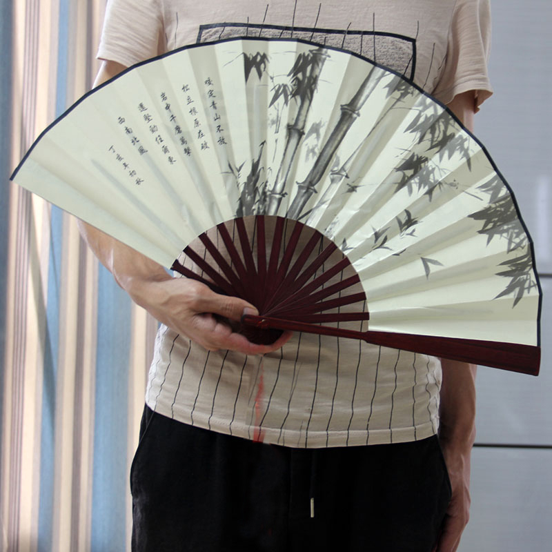 10寸古风扇子折扇中国风男款夏季绢布折叠竹扇汉服随身扇子定做