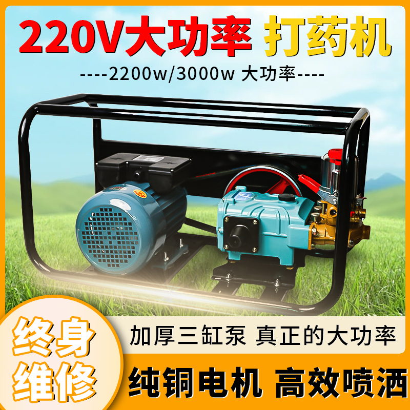 新款220v电动打药机高压农用果园园林220伏喷药雾化机电机喷雾器
