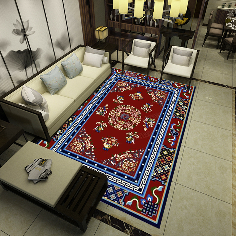 中式现代简约地毯客厅藏式古典轻奢宫廷茶室茶座红木家居搭配复古