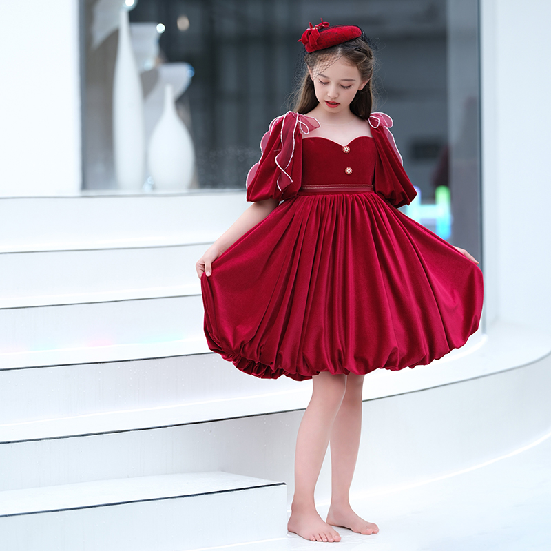 新品儿童公主裙礼服裙花童小女孩女童主持人钢琴演出服晚礼服高端