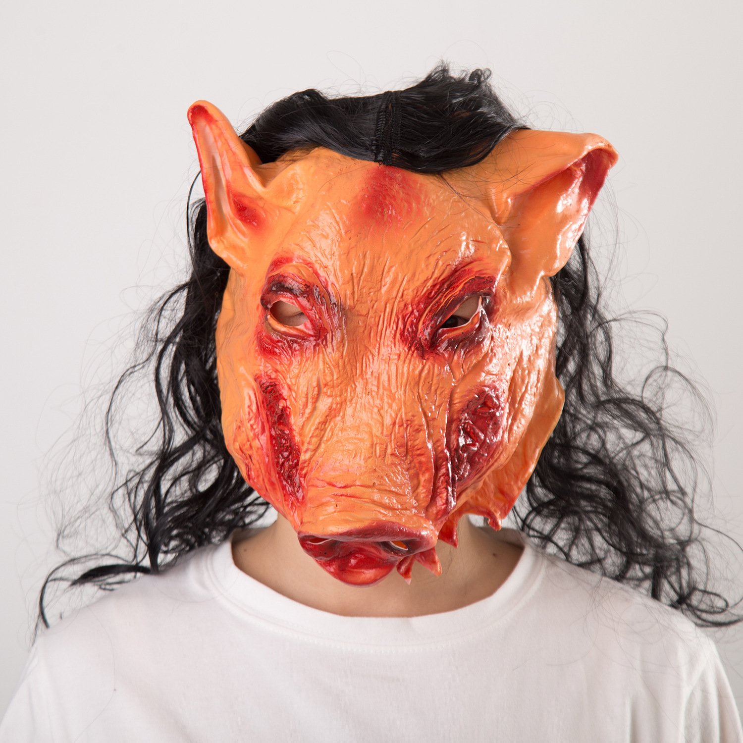 猪头面具全脸万圣节恐怖成人猪八戒面罩舞会派对恶搞面具动物头套