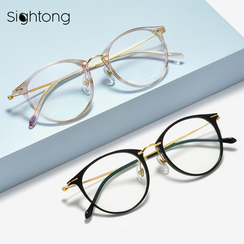 Sightong光目晴童 纯钛全框复古圆眼镜架 防蓝光镜片可配度数眼镜