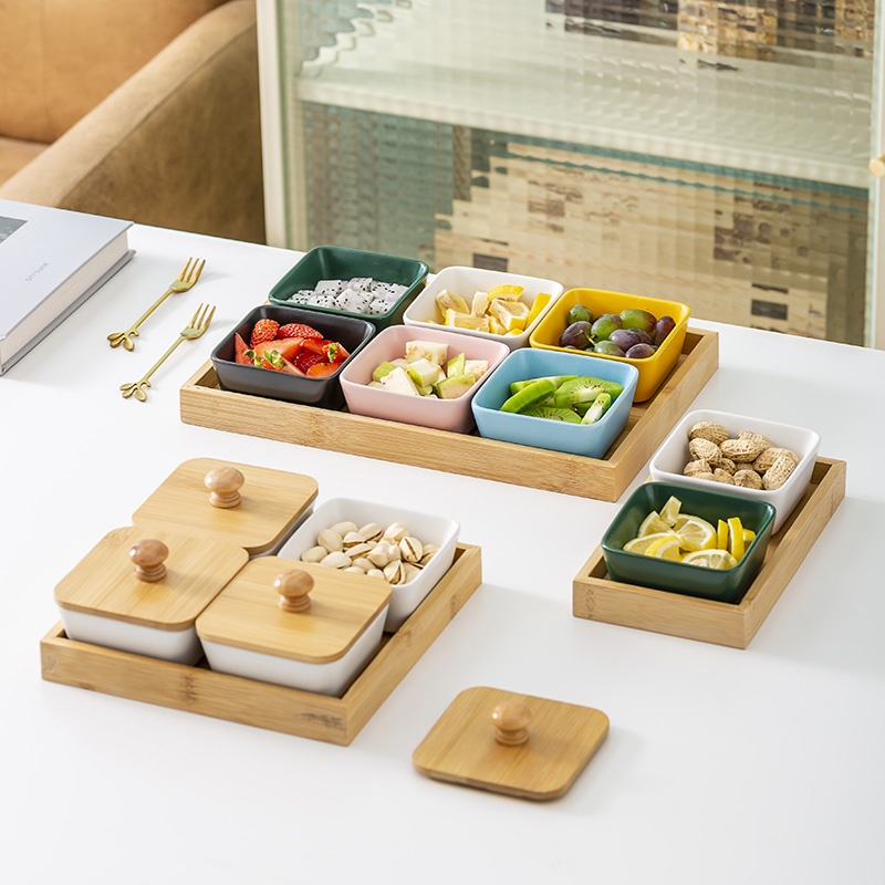 创意日式客厅零食坚果分格干果盒 网红点心水果小吃盘子糖盘KTV
