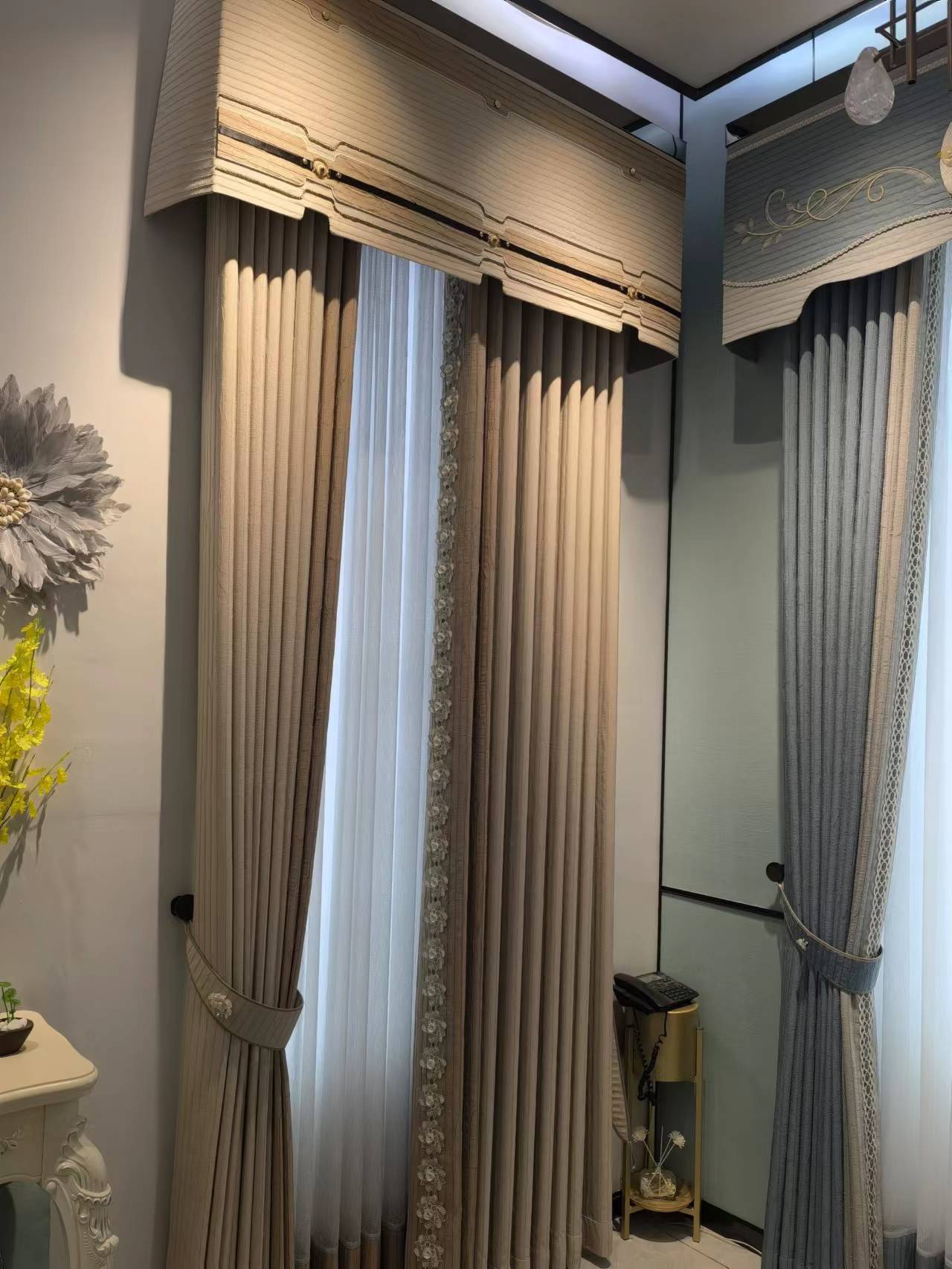 窗帘新款奶茶色花朵客厅卧室日式皱布ins风现代简约飘窗法式遮光