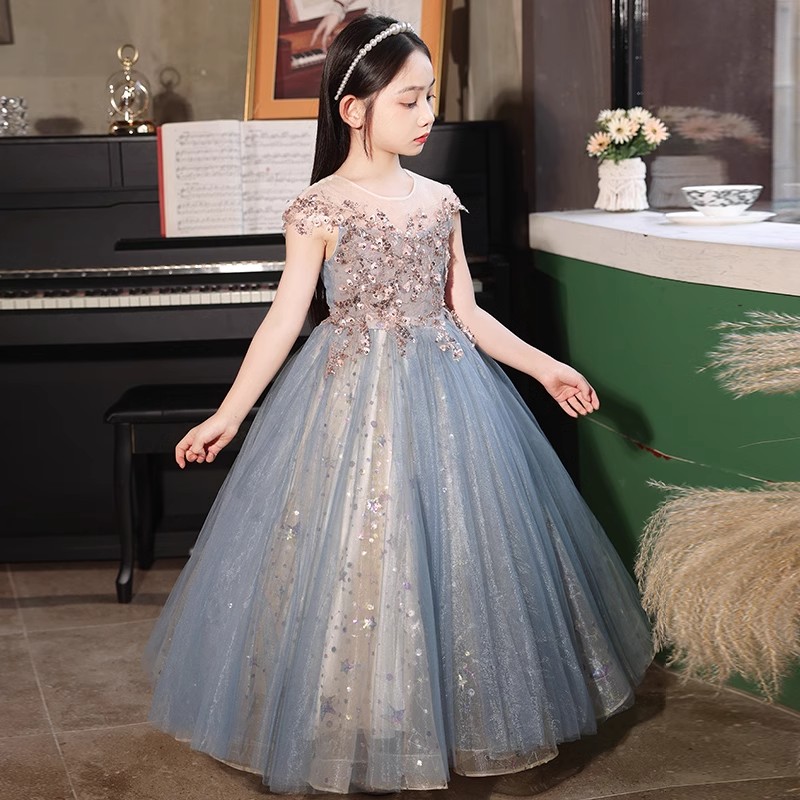 儿童生日礼服女童公主裙高端洋气主持人钢琴演出服小提琴演出服女