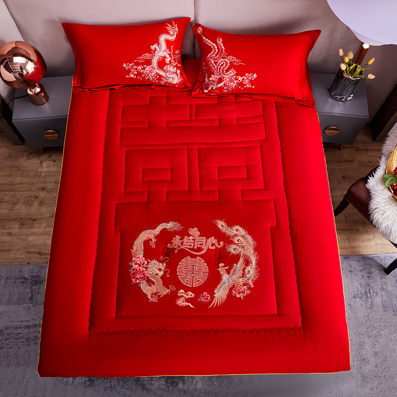 婚庆床垫大红色棉花垫结婚纯棉花褥子垫被棉絮婚床双人1.8M床褥子