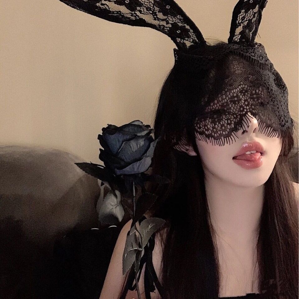 性感蕾丝面具半脸直播头套兔女郎眼罩古风面纱抖音兔子情趣面罩女