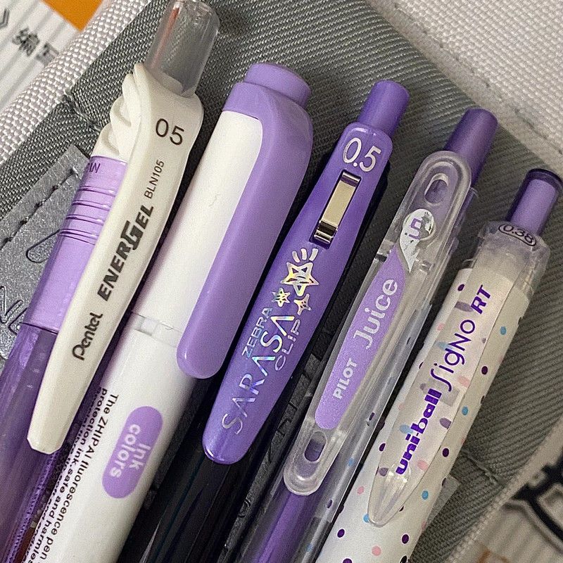 日本zebra斑马中性笔JJ15紫色套装学生做笔记用手账水笔0.5mm彩色签字笔百乐派通中性笔