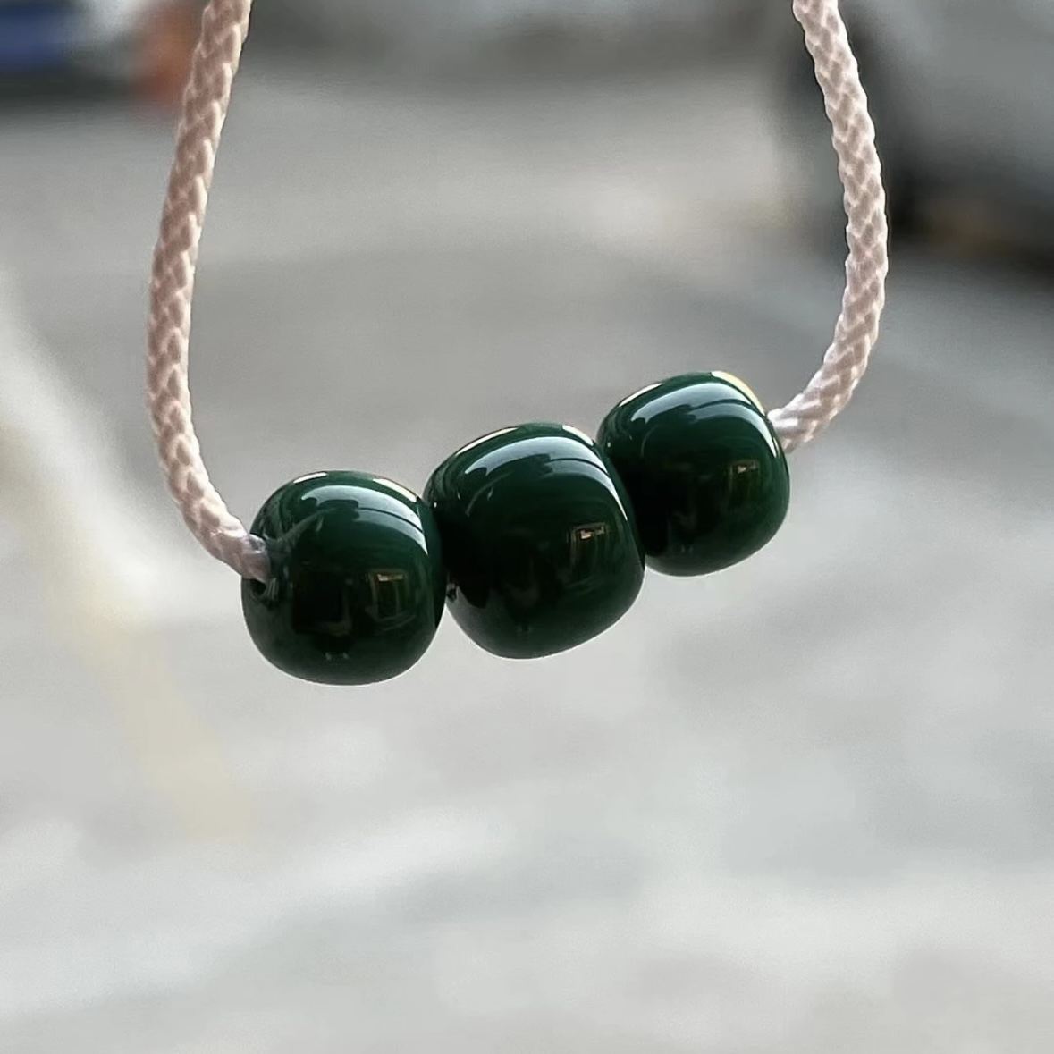 湖北高瓷绿松石老型珠顶珠+腰珠套装 老油绿高瓷玉化料克万色系