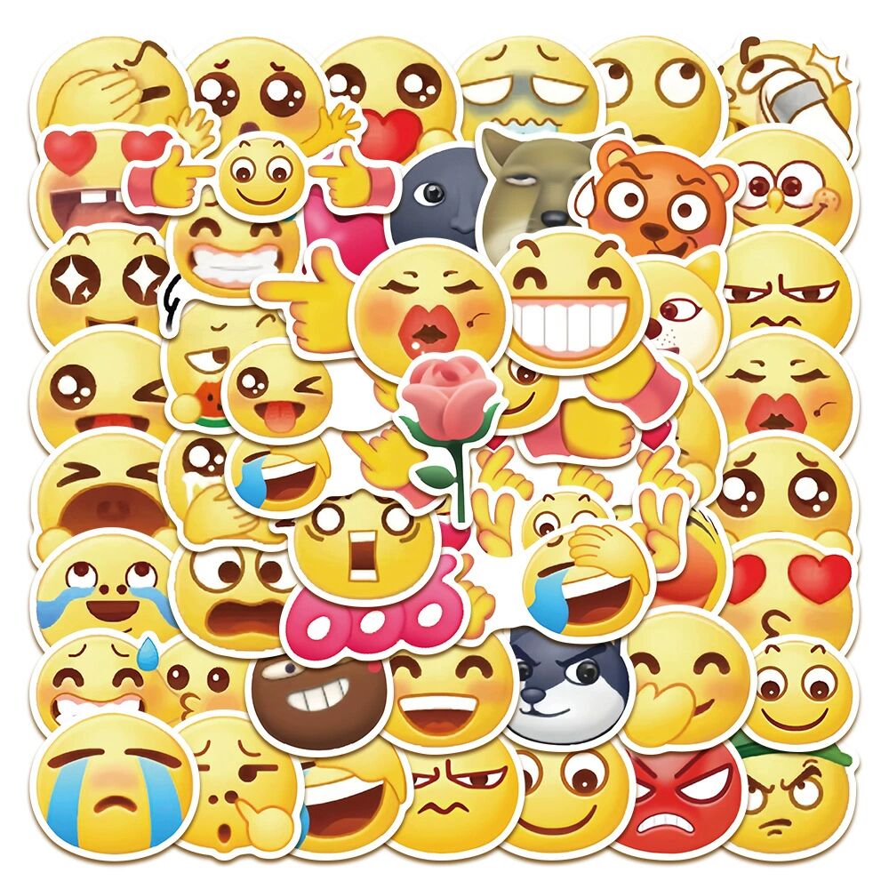 264张小黄豆笑脸emoji表情包贴纸原创手绘卡通小黄脸可爱拉杆箱贴
