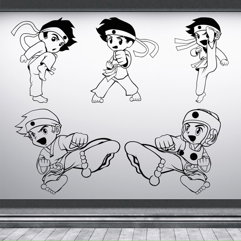 跆拳道武术馆空手道墙面装饰可爱卡通小人贴画墙贴纸儿童培训教育
