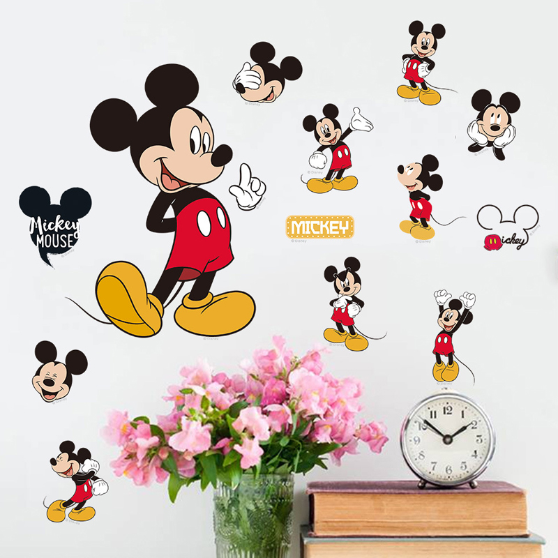 米老鼠米奇米妮贴纸迪士尼卡通儿童房卧室墙壁纸自粘墙贴画防水贴