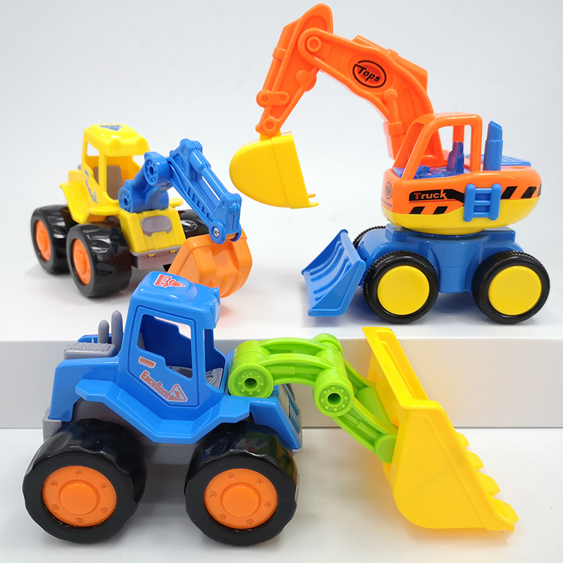 卡通惯性工程车玩具儿童益智手推小汽车挖机男孩宝宝挖掘机推土机