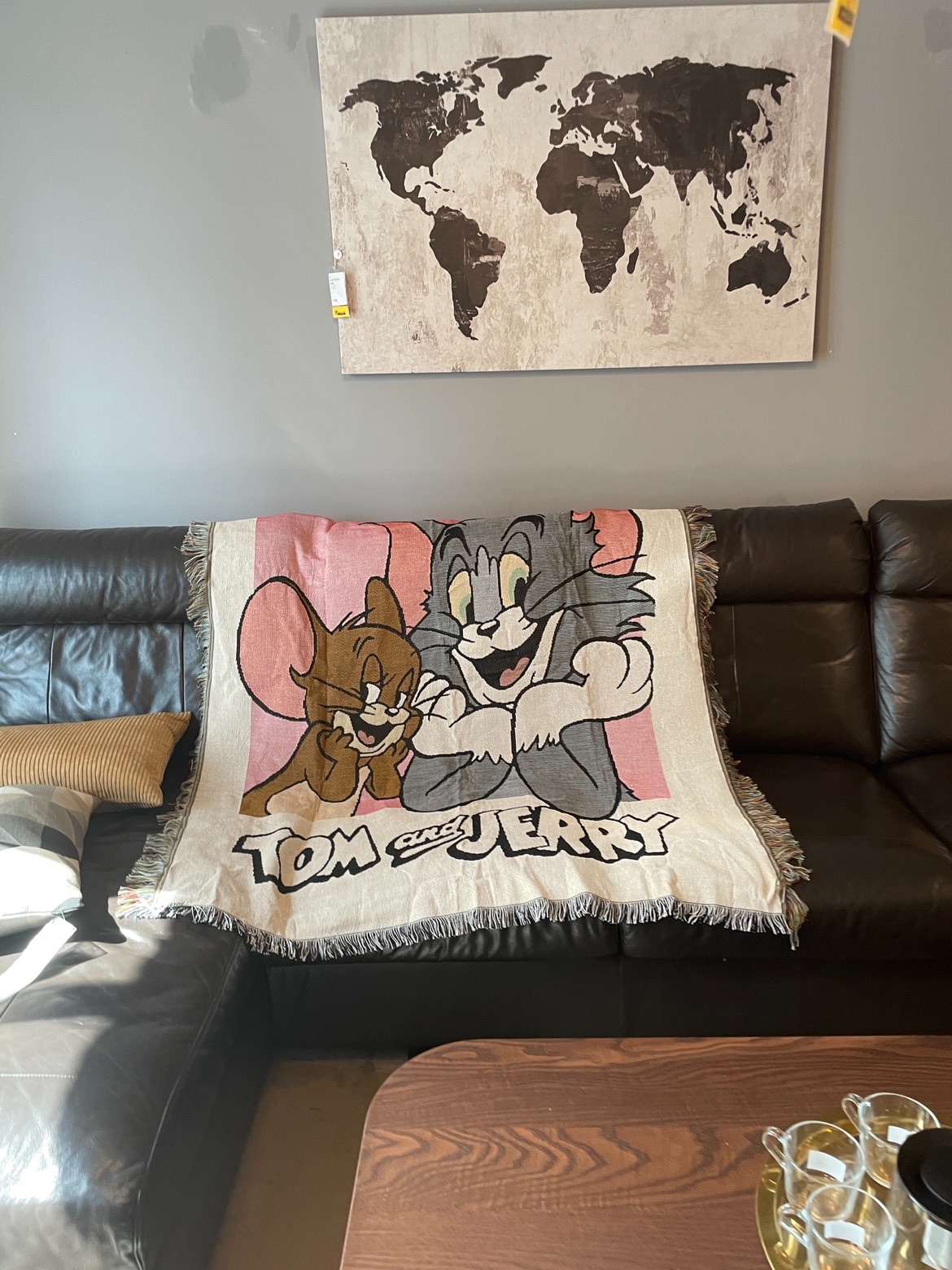 美国订单Tom and  Jerry猫和老鼠卡通沙发毯单人盖毯墙面装饰挂毯