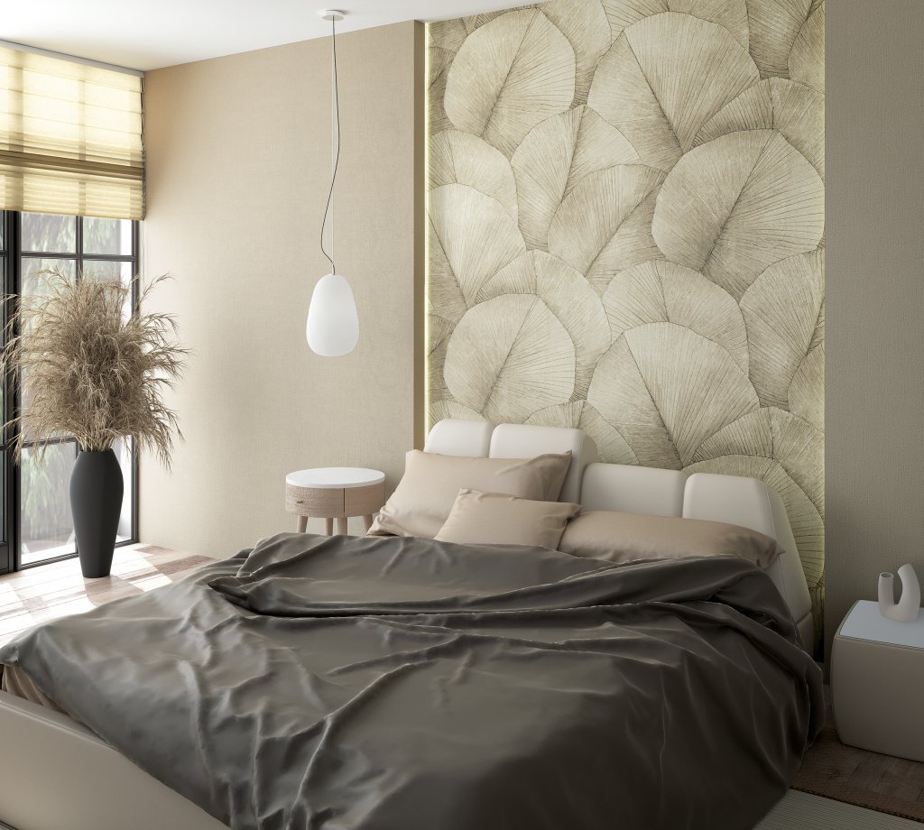 德国原装进口玛堡Marburg墙纸北欧日式风格3D堆叠叶子客卧室背景