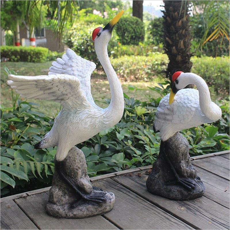 仿真玻璃钢小仙鹤摆件花园假山水池装饰品白鹭白鹤丹顶鹤雕塑模型