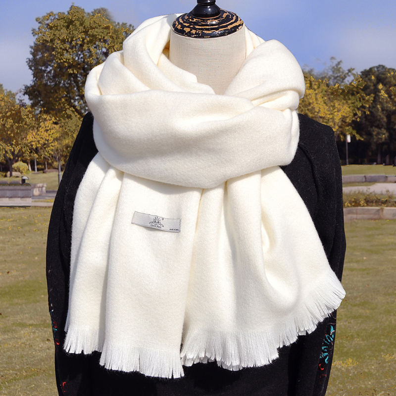 白色围巾女冬季韩版冬天纯色厚长款披肩两用保暖围脖高档时尚百搭