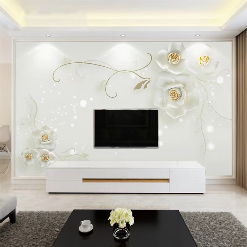 8d电视背景墙壁纸2023新款现代简约客厅影视墙壁布装饰3d立体壁画