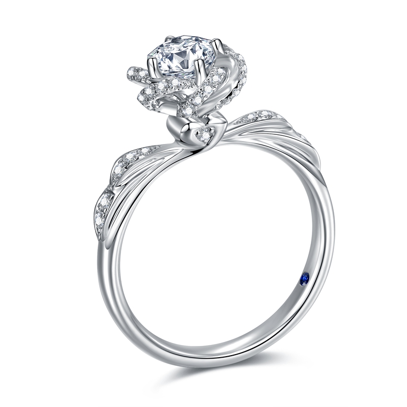 【皇室公主戒托】珂兰 白18K金钻石戒指求婚结婚钻戒女 玫瑰之吻