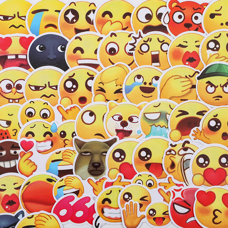 110张抖音emoji小黄脸表情包沙雕手帐贴纸手机笔记本电脑儿童贴画