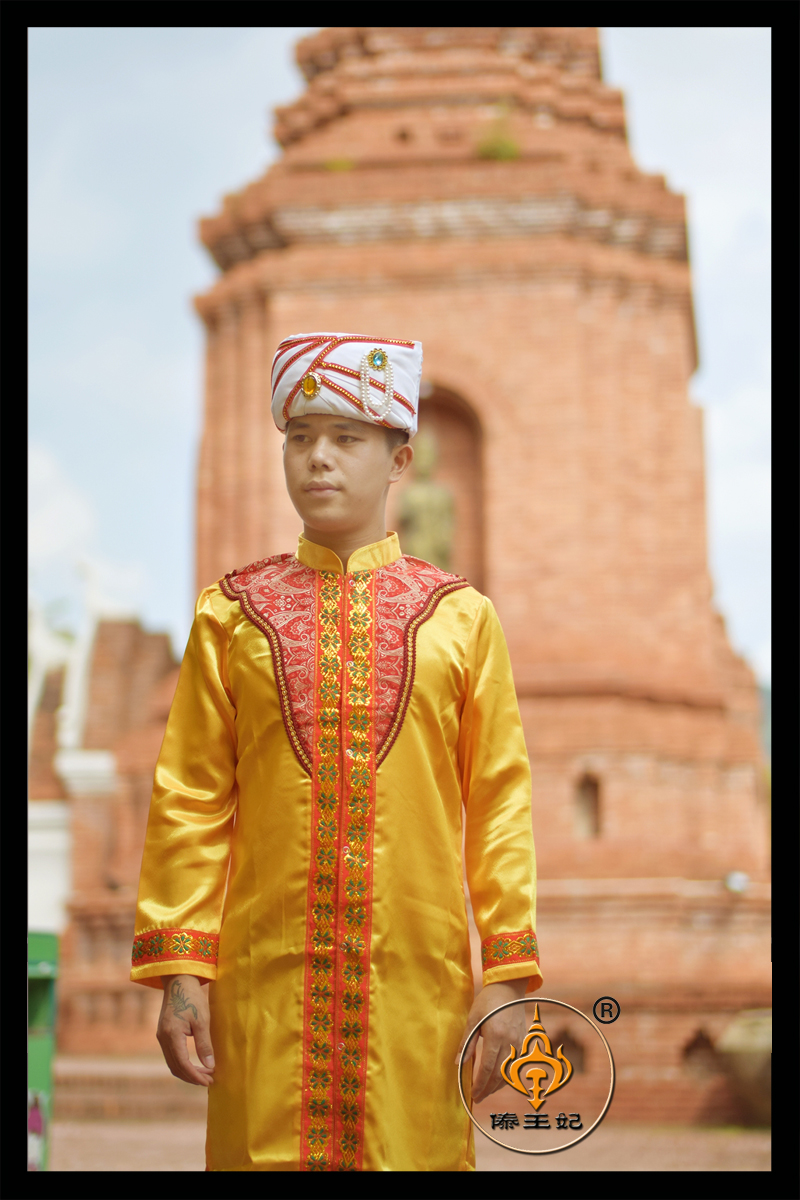 印度传统舞台服装男长袍长衫黄色有包头帽子舞台演出小品年会表演