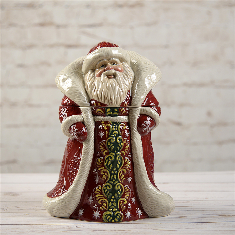 出口订单美国Blue Sky手绘陶瓷储物收纳罐圣诞老人摆件家居用品|