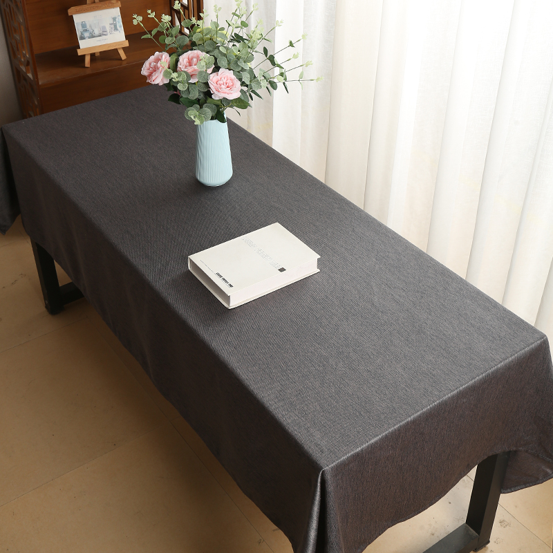 纯色纯白茶席会议室酒店展会台桌布禅意长方形桌旗新中式定制包邮