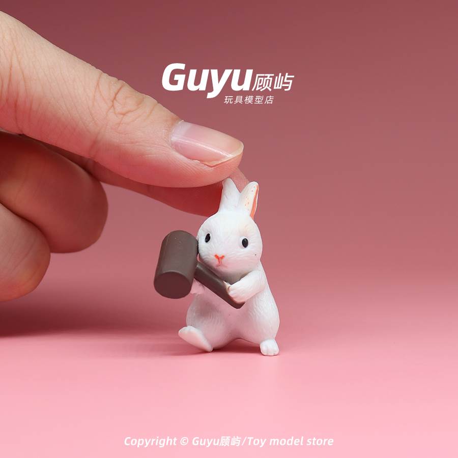 日式仿真迷你小兔子卡通动物模型儿童微缩玩具偶可爱摆件女孩礼物