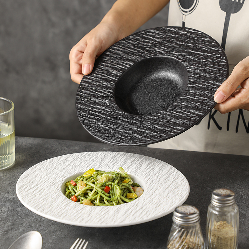 意面盘岩石高级感西餐盘创意陶瓷沙拉盘菜盘日式餐具汤盘餐厅盘子