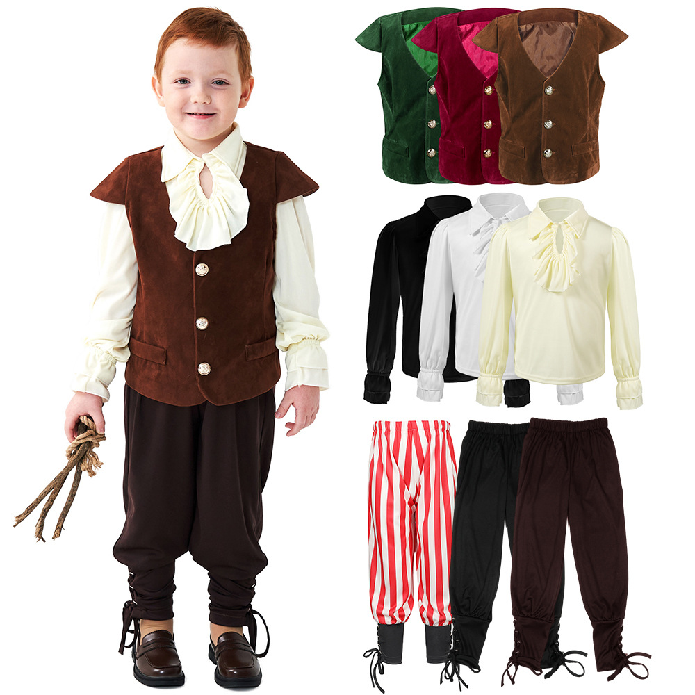 新款服装中世纪维多利亚男童演出服六一儿童王子万圣节海盗骑士服